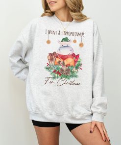 Hippopotamus Christmas Sweatshirt Christmas Graphic Shirt