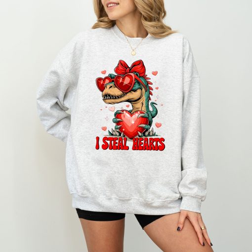 I Steal Hearts Dinosaur Sweatshirt - Perfect Valentine's Gift