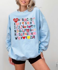 Multicolored Valentine Alphabets Pullover - Perfect for Teachers and Holiday Fun