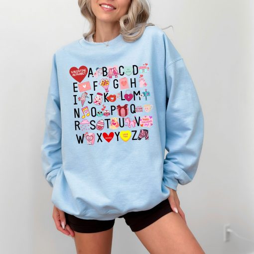 Multicolored Valentine Alphabets Pullover - Perfect for Teachers and Holiday Fun