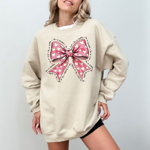 Pink Valentine Coquette Bow Happy Valentine's Day Gift T-Shirt, Sweatshirt, Hoodie (1)