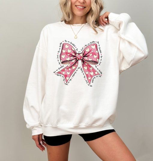 Pink Valentine Coquette Bow Happy Valentine's Day Gift T-Shirt, Sweatshirt, Hoodie (4)