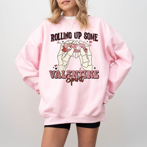 Quirky Valentine's Day Sweatshirt - Rolling Up Some Valentine Spirit