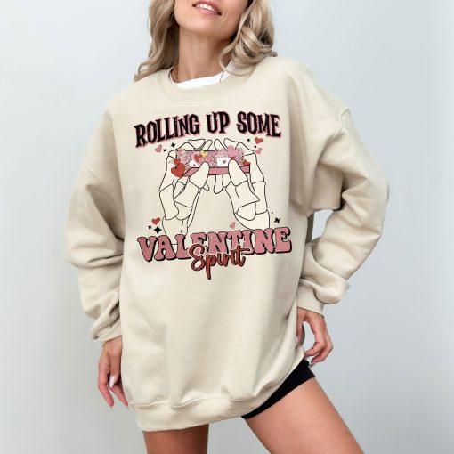 Rolling Up Some Valentine Spirit Sweatshirt - Fun Valentine's Day Design