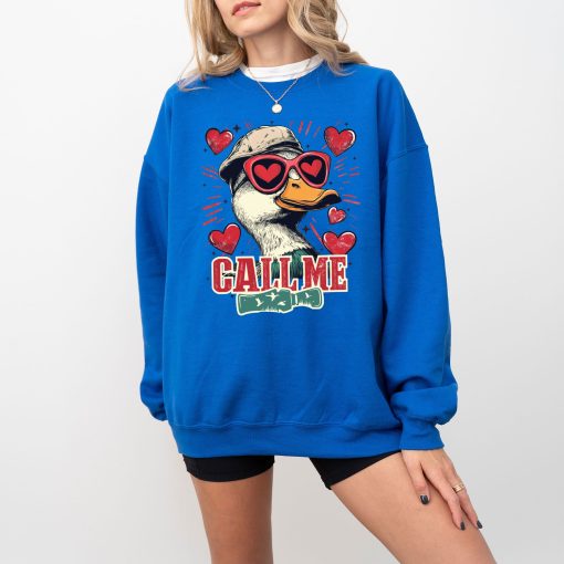 Valentines Duck Hunting T-Shirt, Boys Valentines Sweatshirt, Call Me Valentine Hoodie Funny Valentine (1)