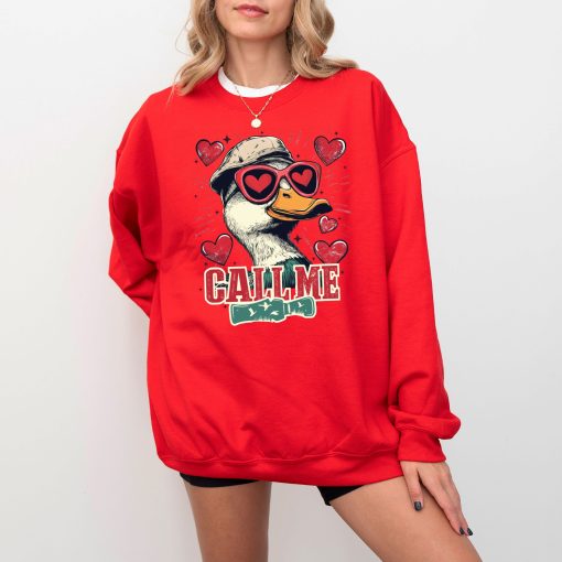 Valentines Duck Hunting T-Shirt, Boys Valentines Sweatshirt, Call Me Valentine Hoodie Funny Valentine (3)