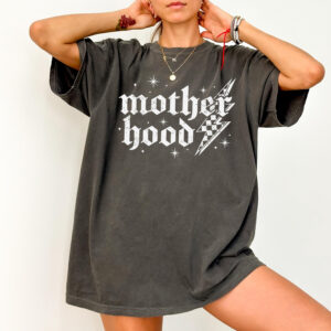 Retro Checkered Motherhood T-Shirt, Cute Mother Hood T-Shirt, Oversized Mom Graphic Tee