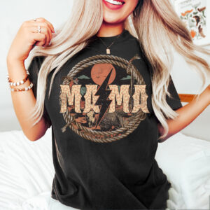 Western Mama T-Shirt, Mama Lightning Bolt T-Shirt, Retro Mama T-Shirt, Mother’s Day Gift