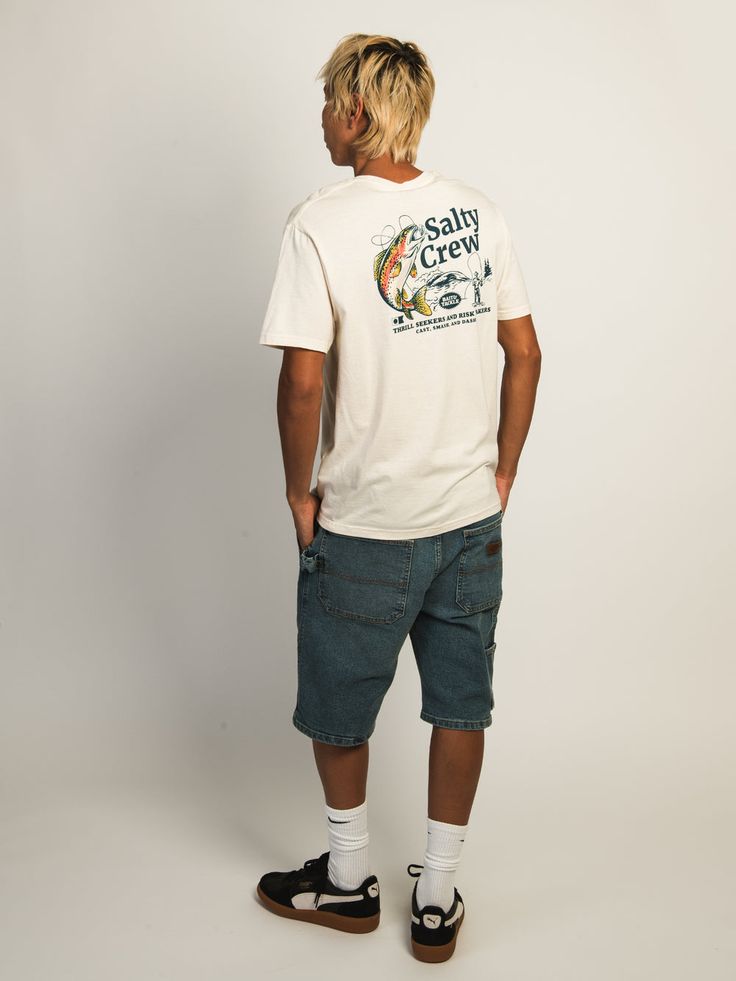 Fisherman-style tee with coastal outfit flatlay – 2025 POD fashion trend